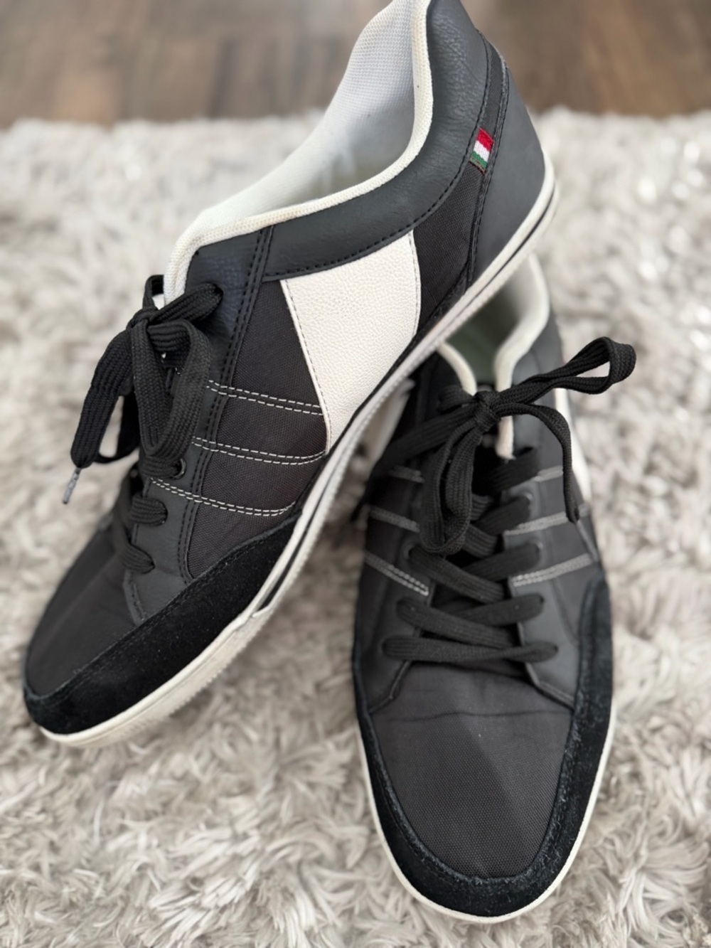 Alpine Swiss Stefan Men's Retro Sneakers Low Top Black Shoes Suede Trim Gym 15